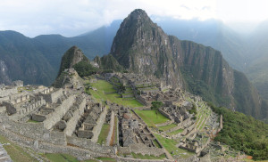 Image of the ancient city of Machu Picchu at the top of a mountain