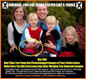 Edited Sandy Hook family photo with girl missing legs.