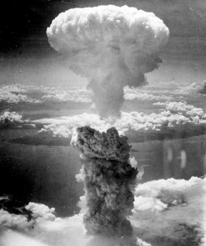 Mushroom cloud from a nuclear explosion.