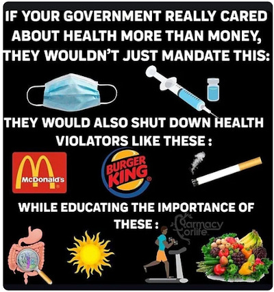 Cartoon of toxic things the government allows cusumers to eat or use.