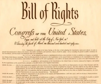 Image of the top half of Constitution of the United States