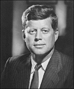 Black and white photo of John Fitzgerald Kennedy