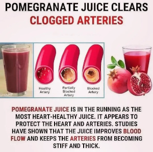 Meme on the health benefits of pomegranate.