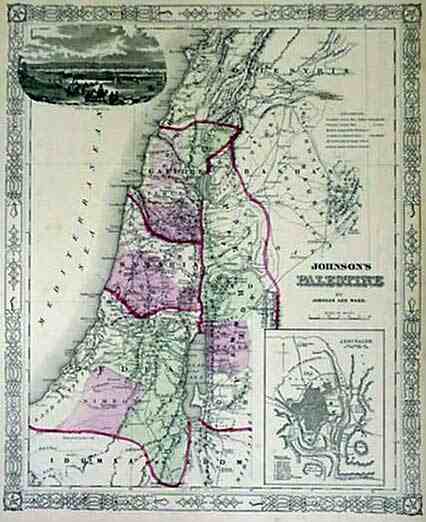 1864 Johnson's map of ancient Palestine