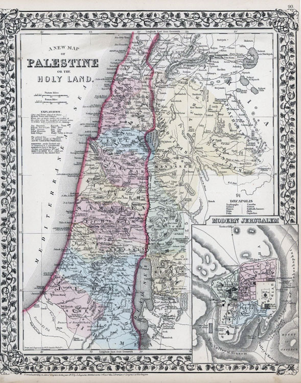 1866 A New Map of Palestine or the Holy Land