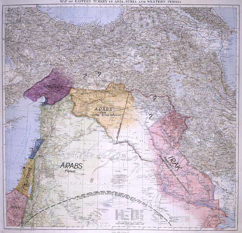 Lawrence of Arabia's map showing Palestine ca. 1918