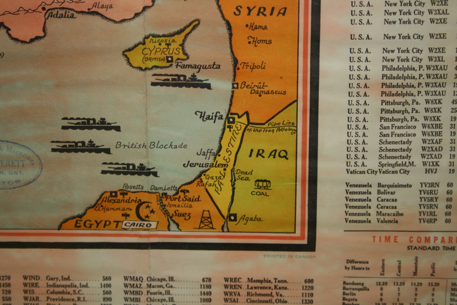 Map of Palestine ca. WW2 (1939-1945) (detail)