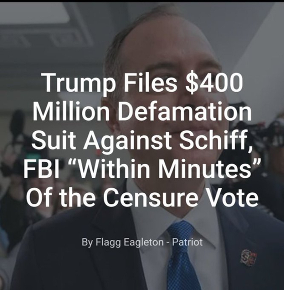 Meme stating Trump is suing Schiff for defamation.