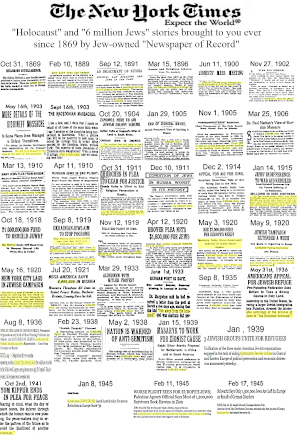 Collection of newspaper clippings from 1869 to 1945 about the holocaust of 6 million Jews.