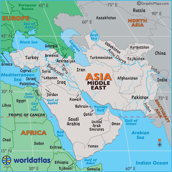 large middle east map