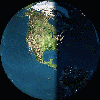Earth Rotating showing the solar shadow