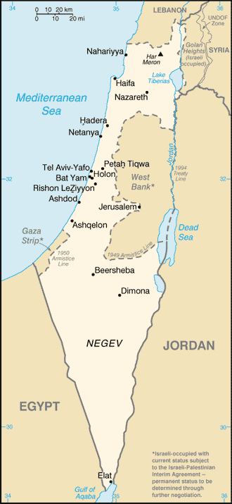 Map of modern Israel