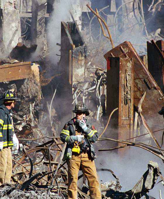 Cut steel columns from the WTC.