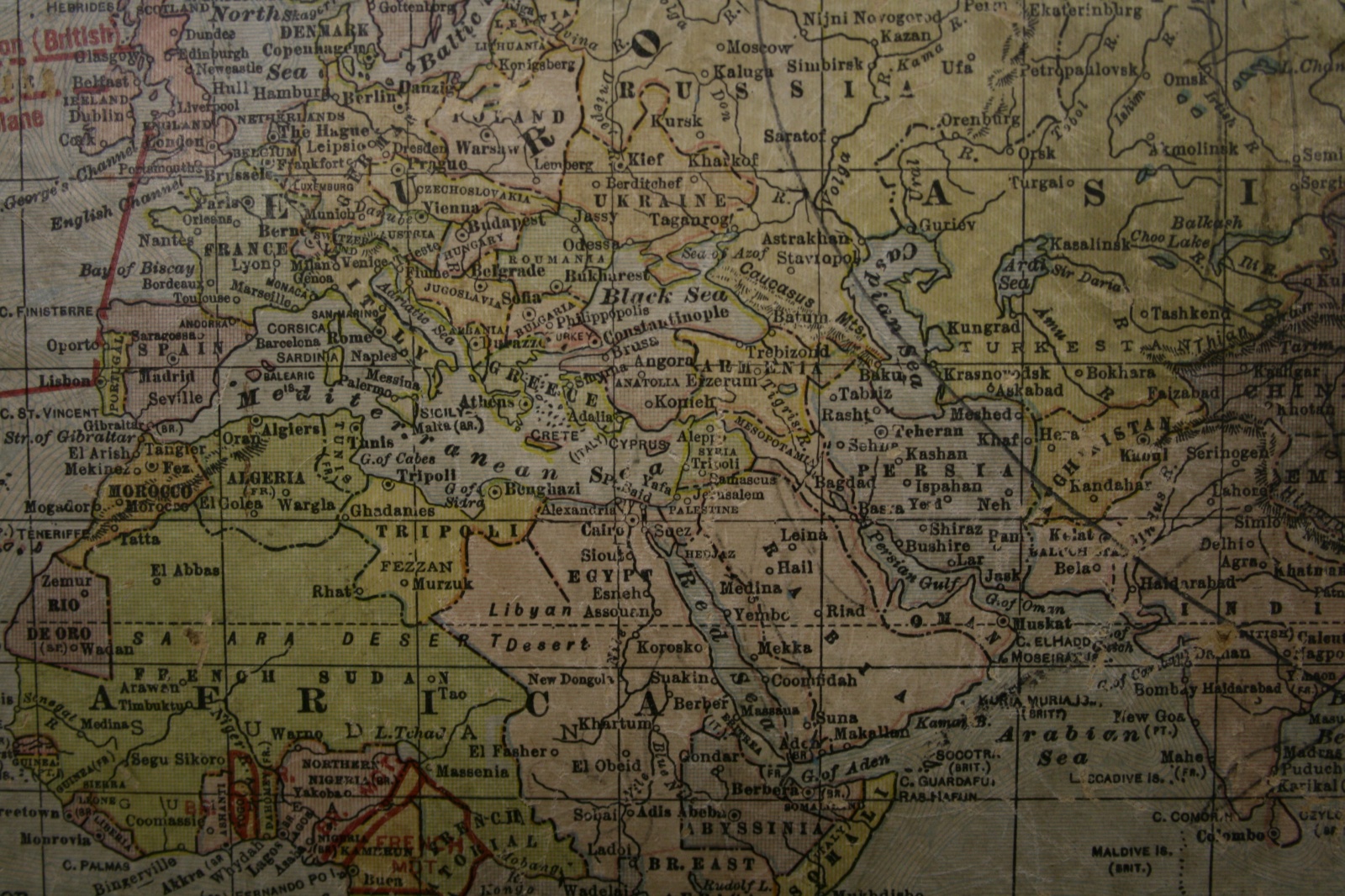 Map of Palestine ca. WW1 (1914-1918) (detail)