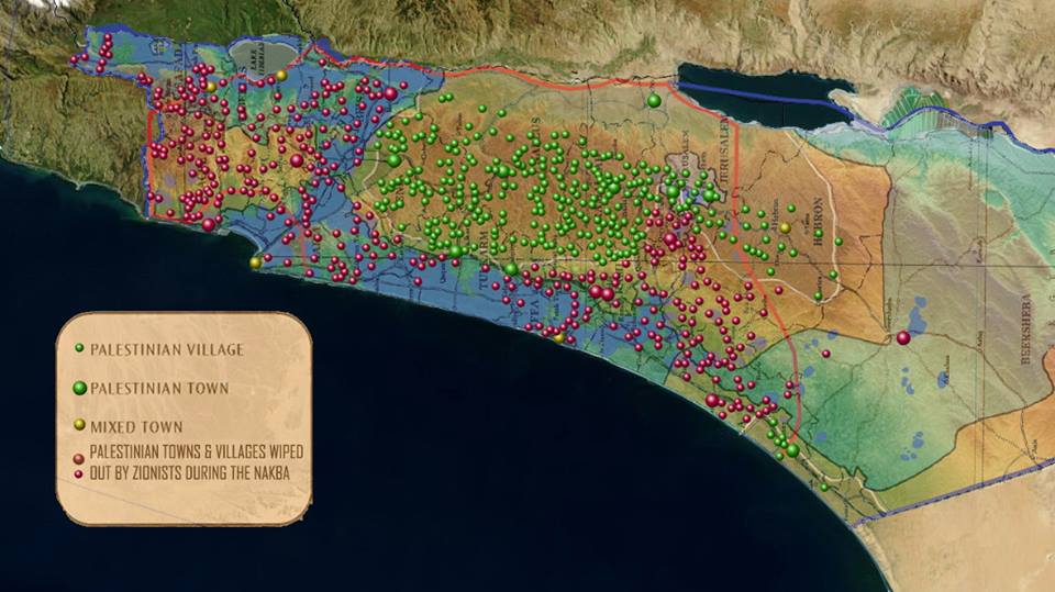 Post Nakba map of Palestine