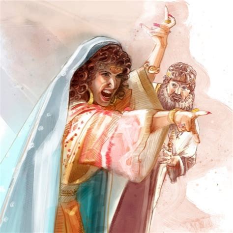 Jezebel angrily ordering her husband Ahab to do something for her.