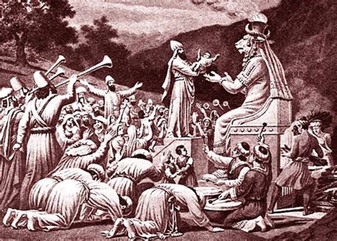 People worshipping their children to Molech.